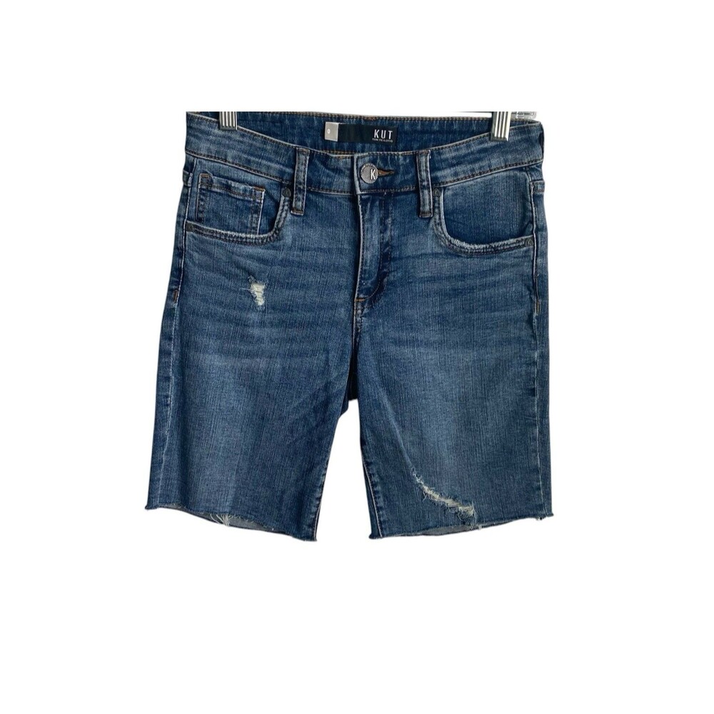Kut From The Cloth Sophie‎ Denim Bermuda Distressed Shorts Size 0